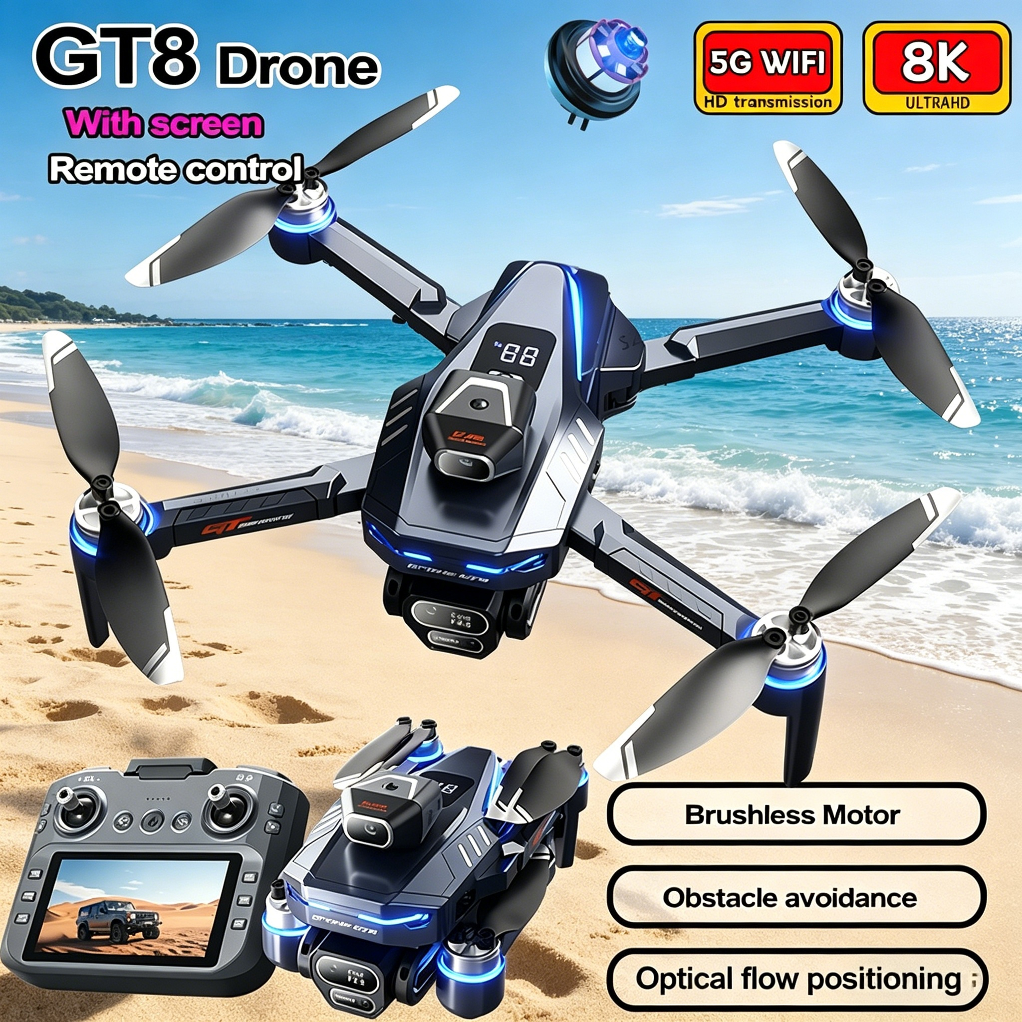 New Drone GT8 8K Professional  - Drone Kit Professional avaliação e preço